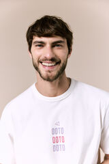 OOTO Camiseta lavada con logo Blanco