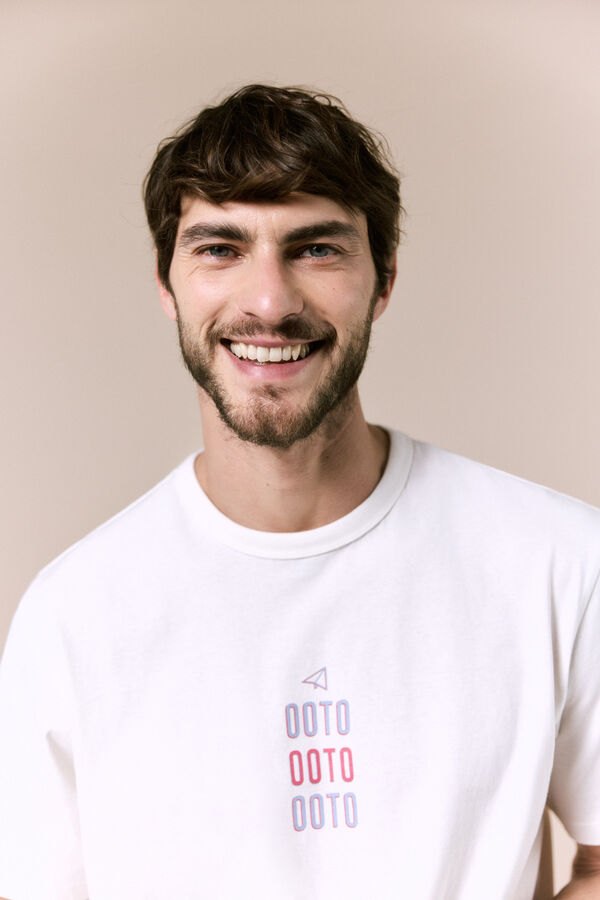OOTO Camiseta lavada con logo Blanco