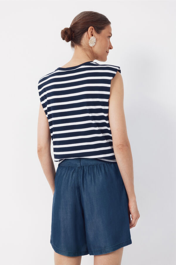 Cortefiel Playera con hombreras Estampado azul