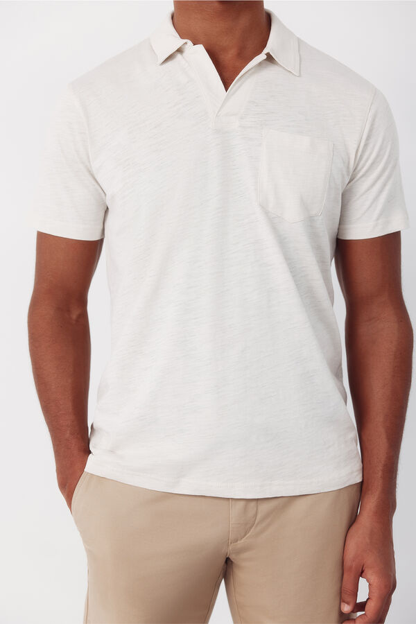 Cortefiel Polo liso slub Marfil