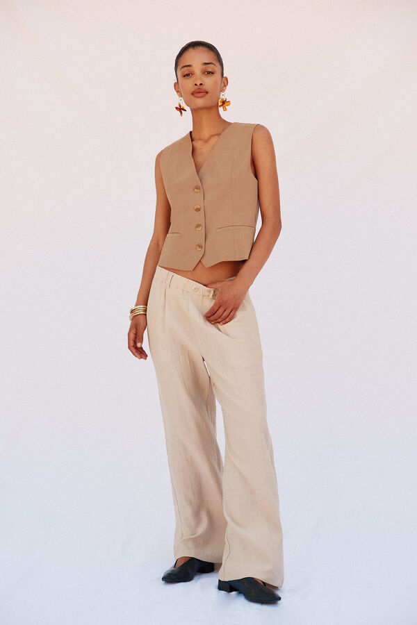 Cortefiel Chaleco de escote en pico Beige