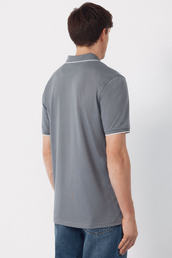 Cortefiel Polo COOLMAX&reg; cuello jacquard Gris