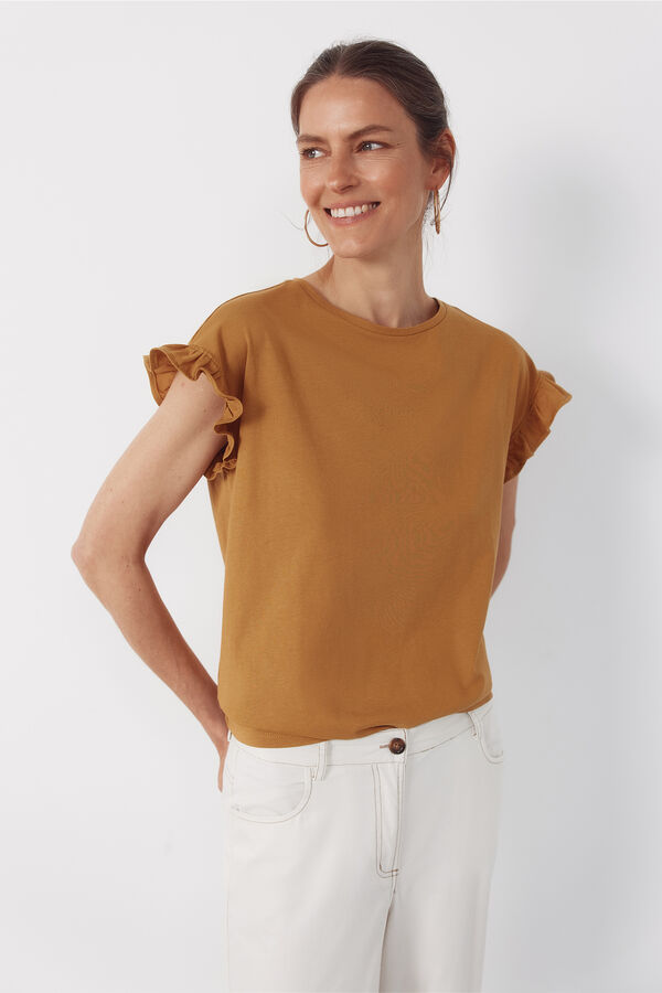 Cortefiel Playera b&aacute;sica con volante Dorado