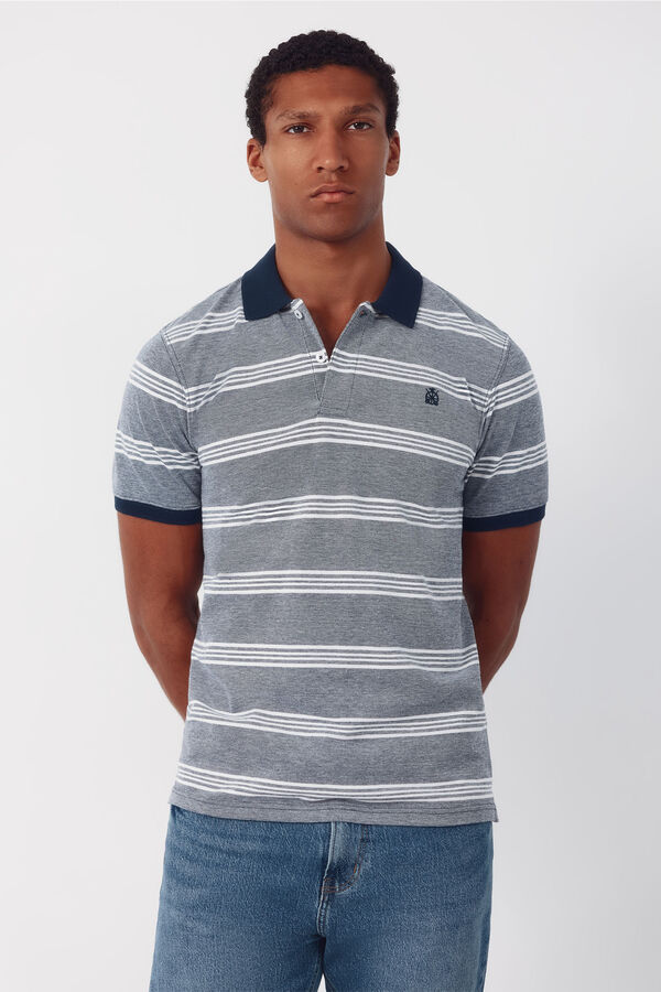 Cortefiel Polo oxford de rayas Gris