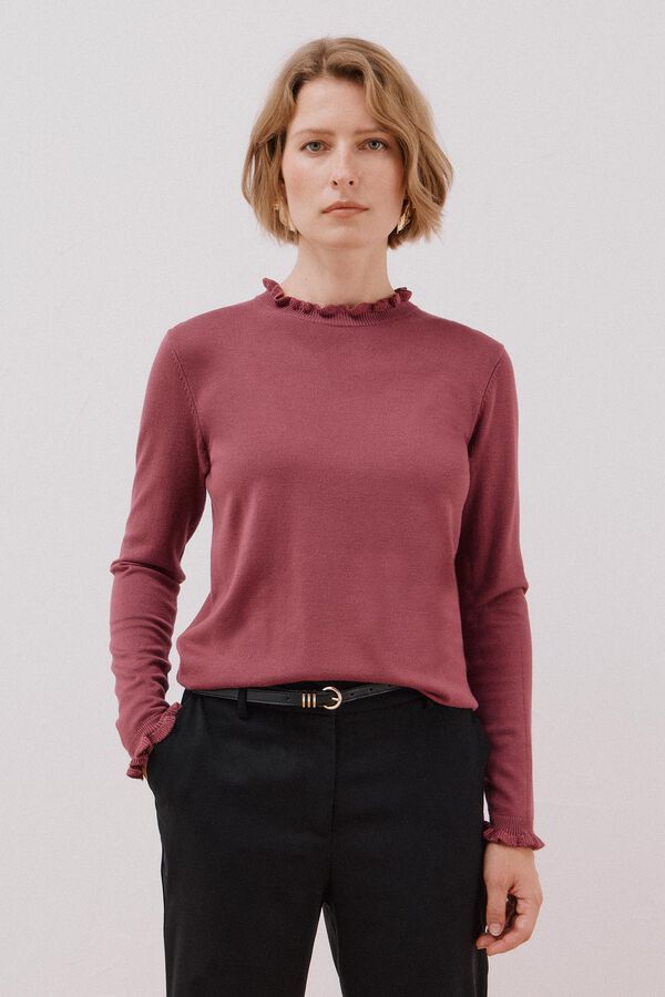 Cortefiel Chaleco de tejido calado Vino