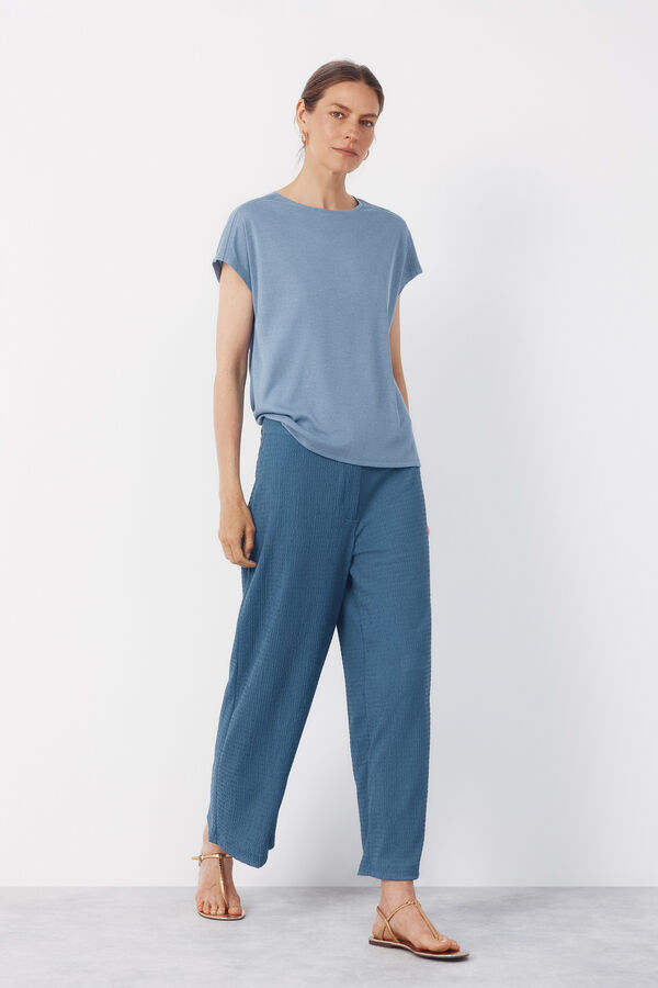 Cortefiel Pantal&oacute;n fluido con textura Azul