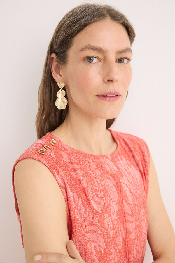 Cortefiel Top jacquard hebilla Coral