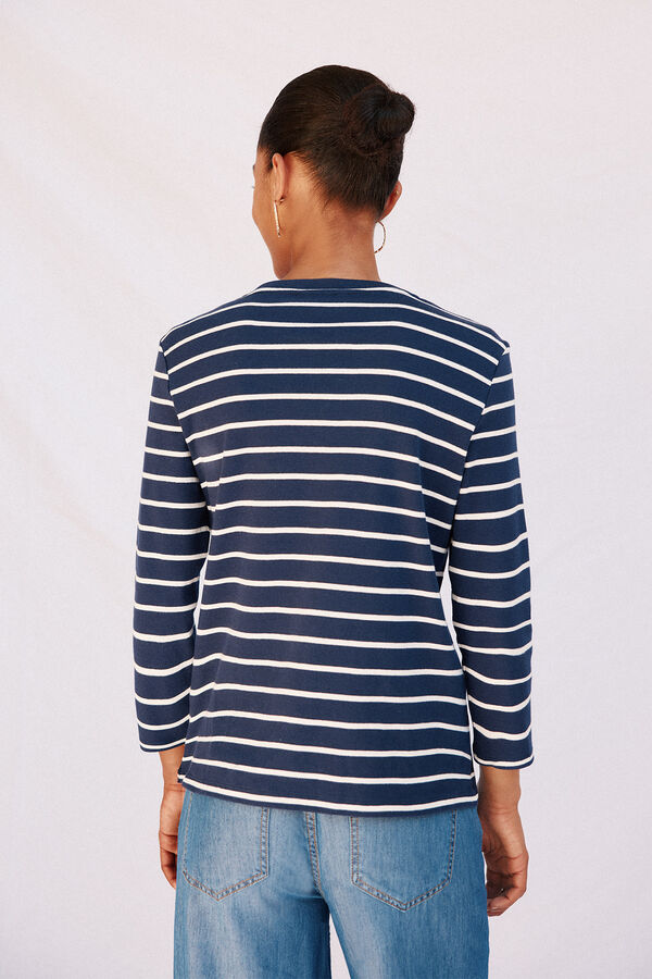 Cortefiel Playera b&aacute;sica con botones dorados Estampado azul