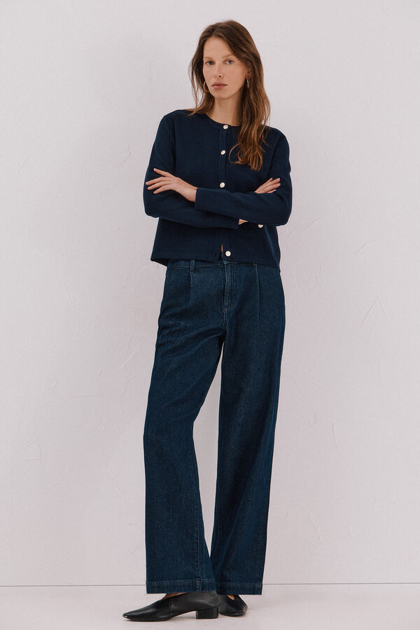 Cortefiel Chaqueta b&aacute;sica tejido Azul marino