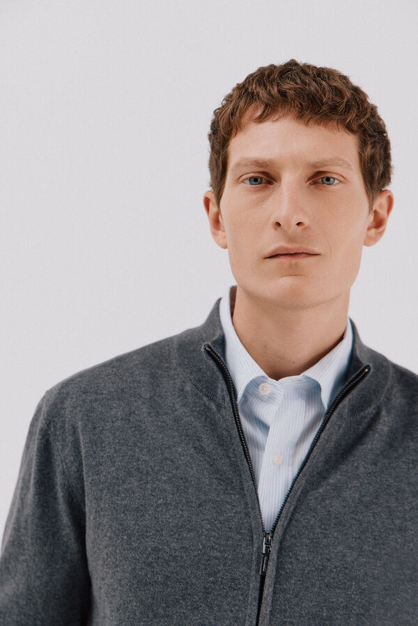 Cortefiel C&aacute;rdigan de algod&oacute;n con cashmere Gris