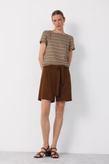 Cortefiel Pantal&oacute;n bermuda de lino Kaki
