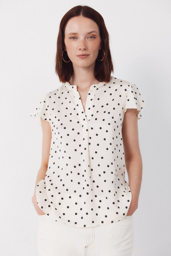 Cortefiel Blusa fluida de manga de vuelo Multicolor