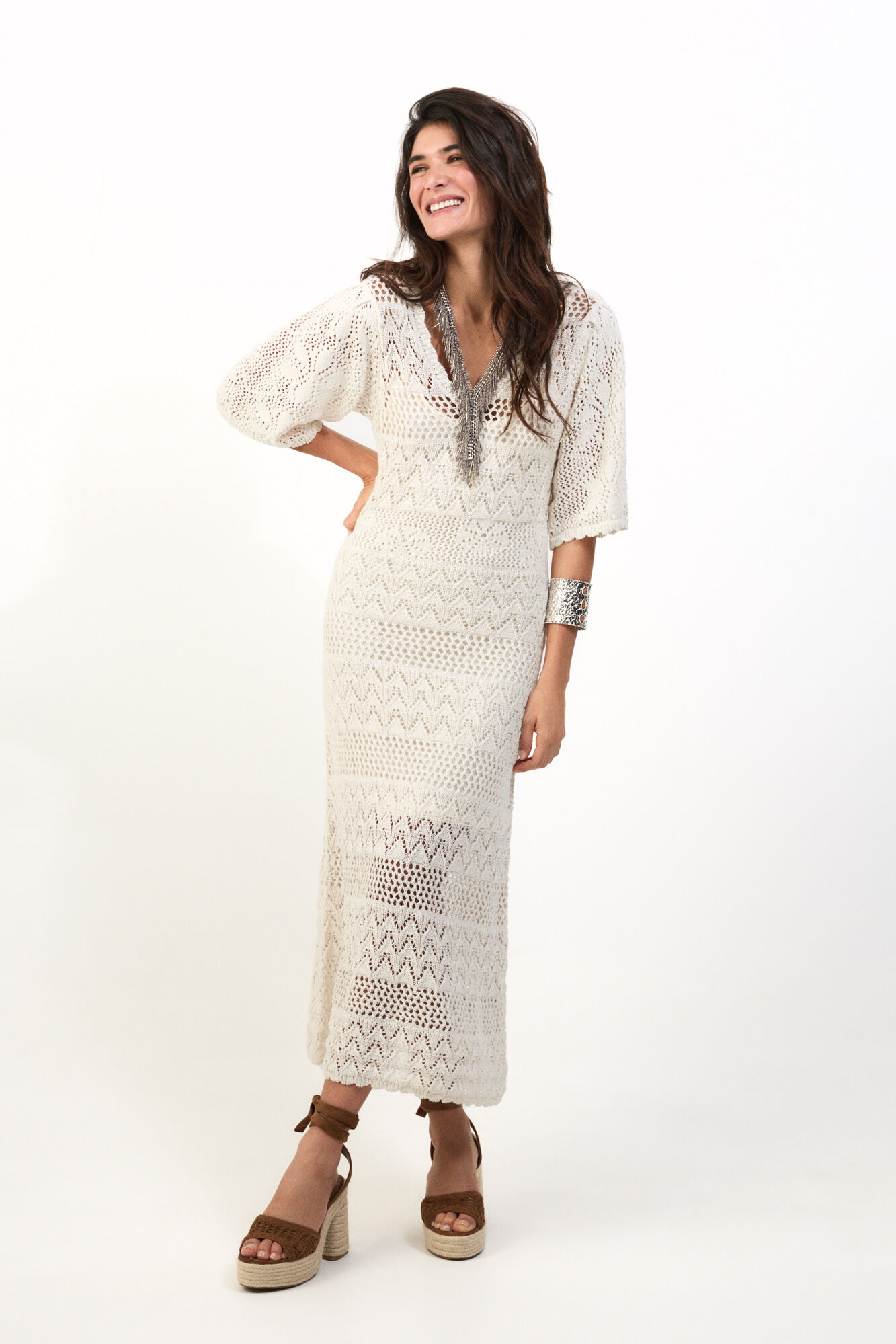 Slowlove Vestido punto calado