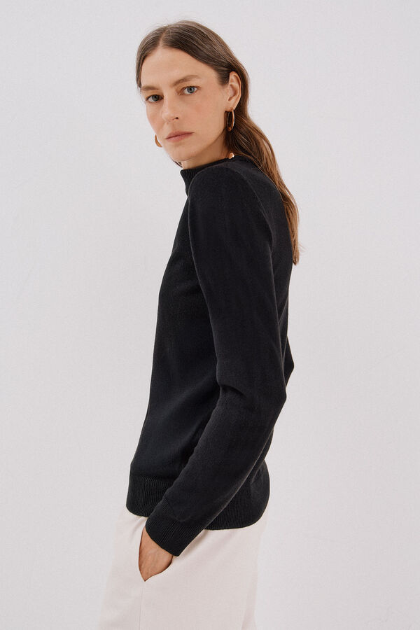 Cortefiel Su&eacute;ter cuello redondo con botones Negro