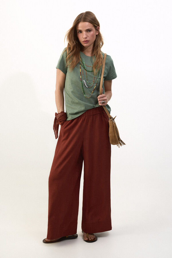Slowlove Camiseta collar abalorios Kaki