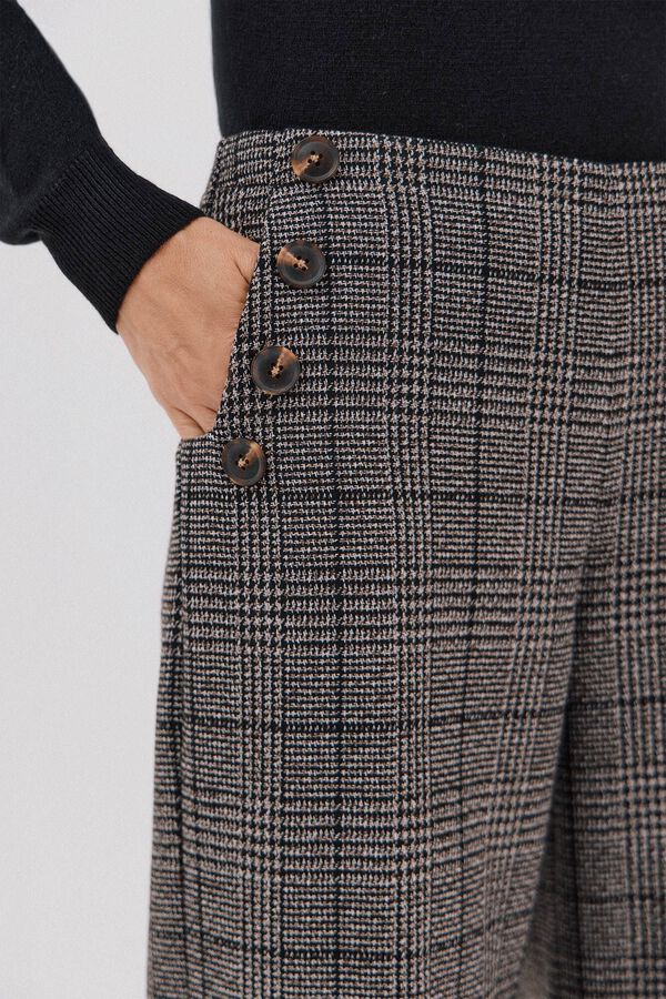 Cortefiel Pantal&oacute;n crop ancho para mujer Estampado gris