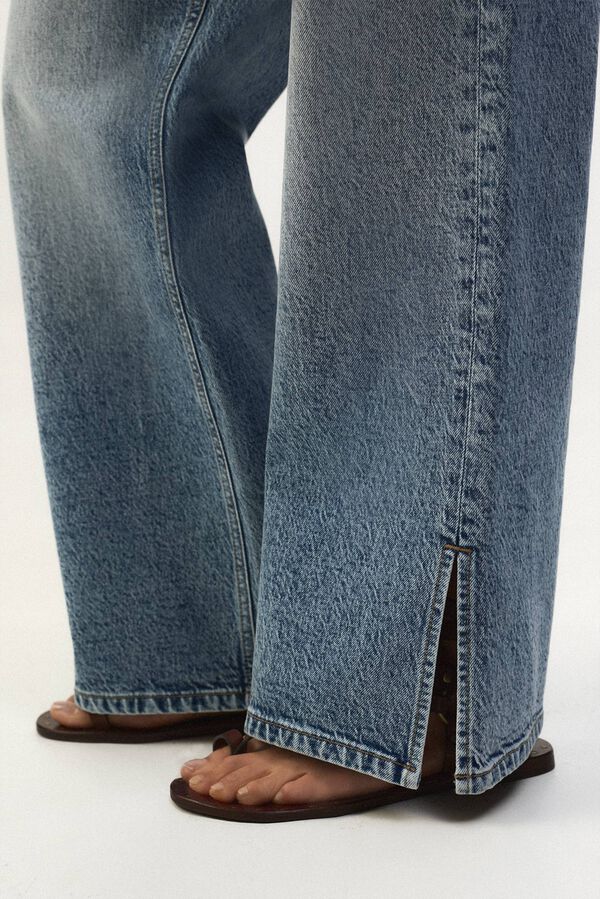 Slowlove Jeans con abertura en el dobladillo Azul
