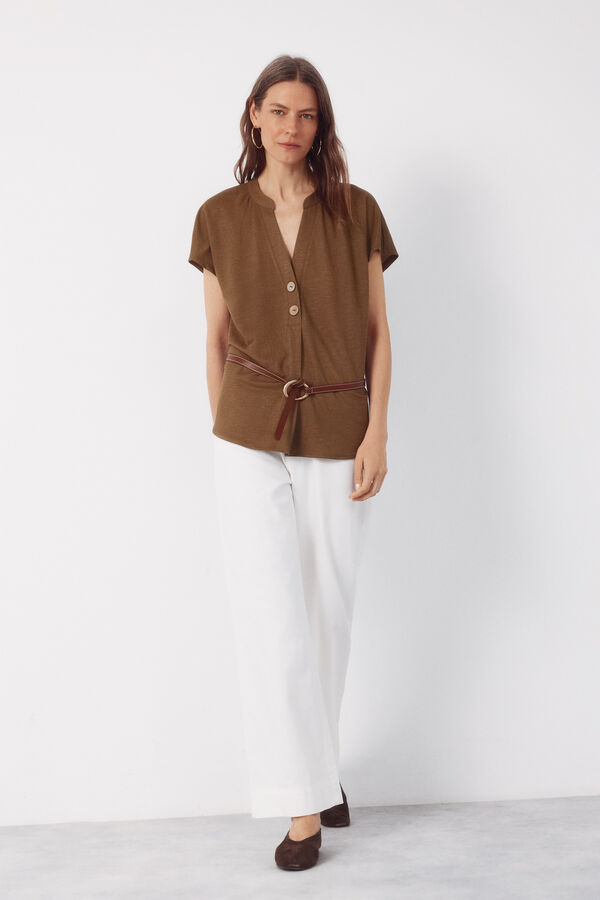 Cortefiel Blusa c&oacute;moda Kaki