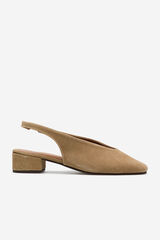 Cortefiel Zapato de tac&oacute;n destalonado de piel Arena