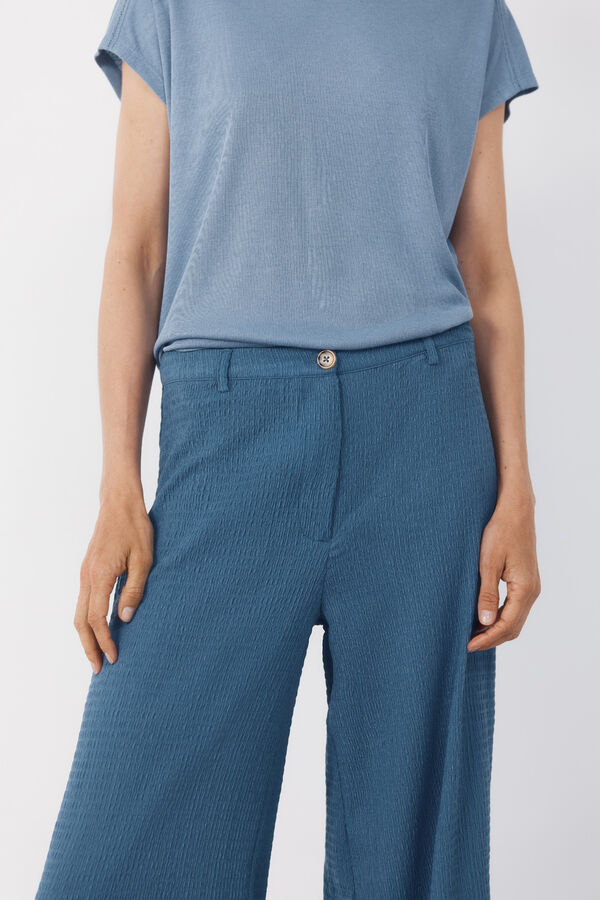 Cortefiel Pantal&oacute;n fluido con textura Azul