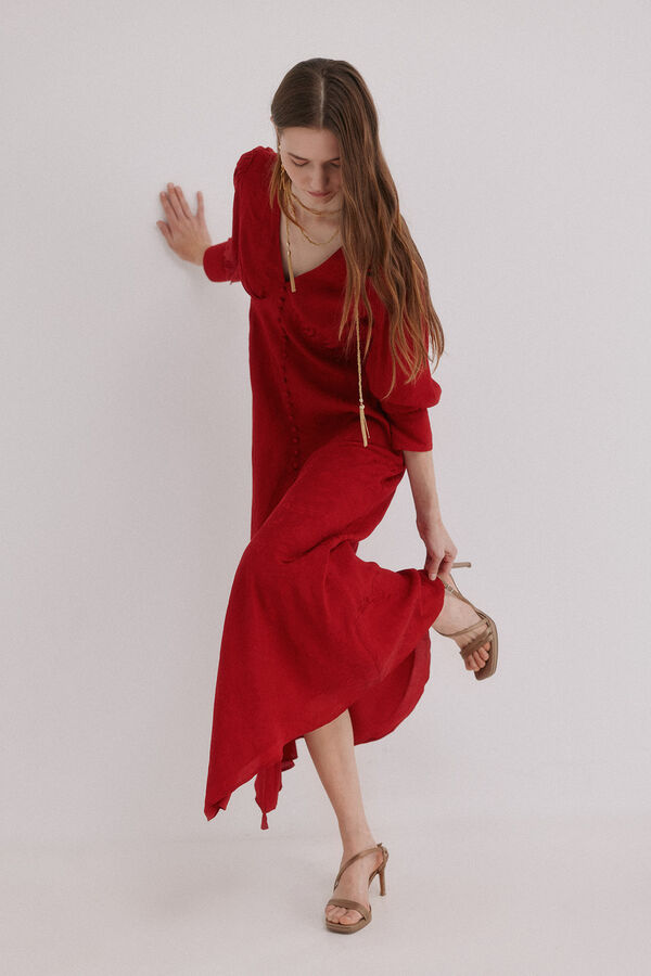 Hoss Intropia Alicia. Vestido jacquard rojo