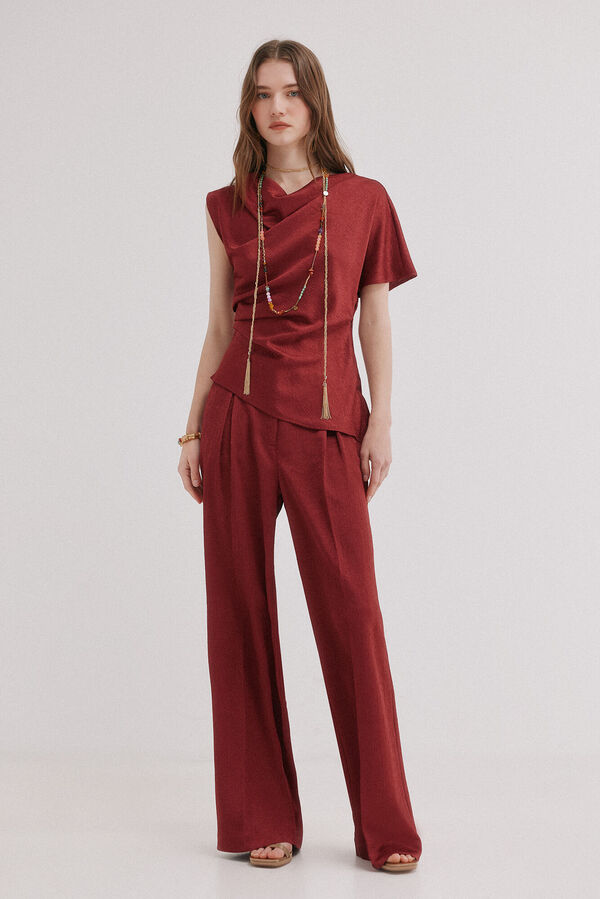 Hoss Intropia Poline. Pantal&oacute;n flu&iacute;do brillante Vino