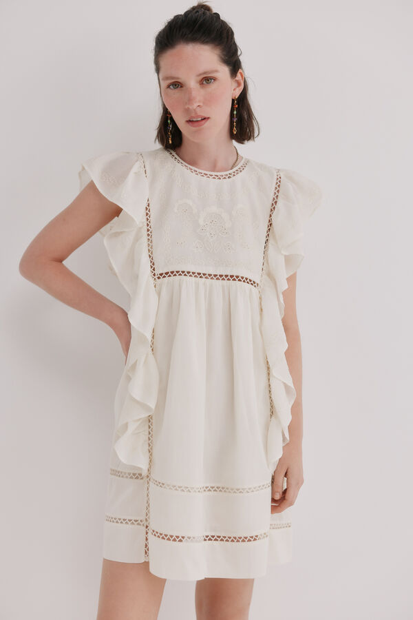 Hoss Intropia Aroa. Vestido bordado Marfil
