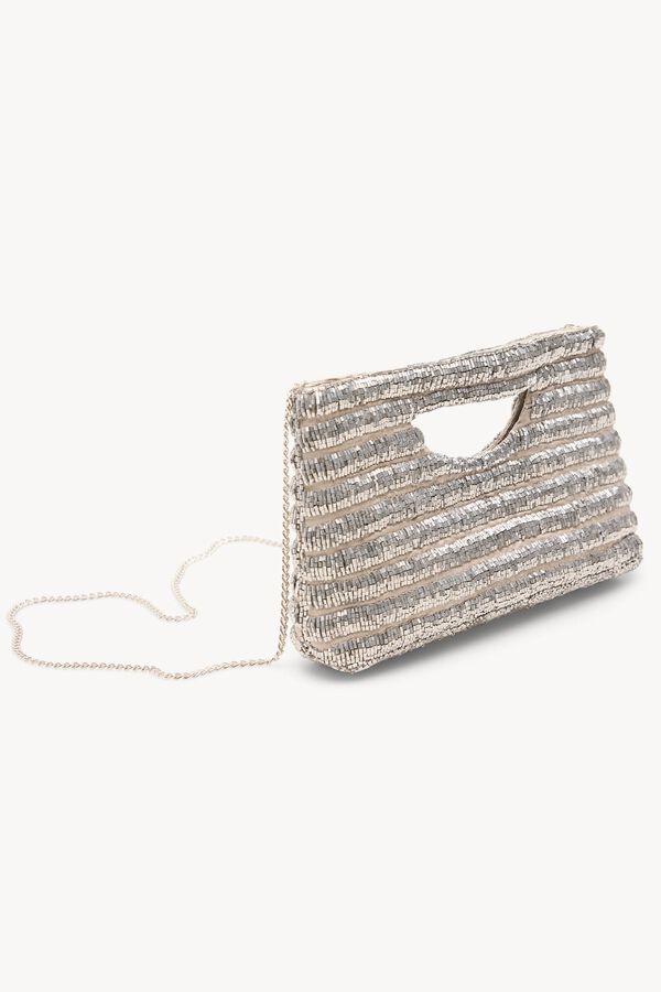 Hoss Intropia Nina. Bolsa de mano de abalorios Gris