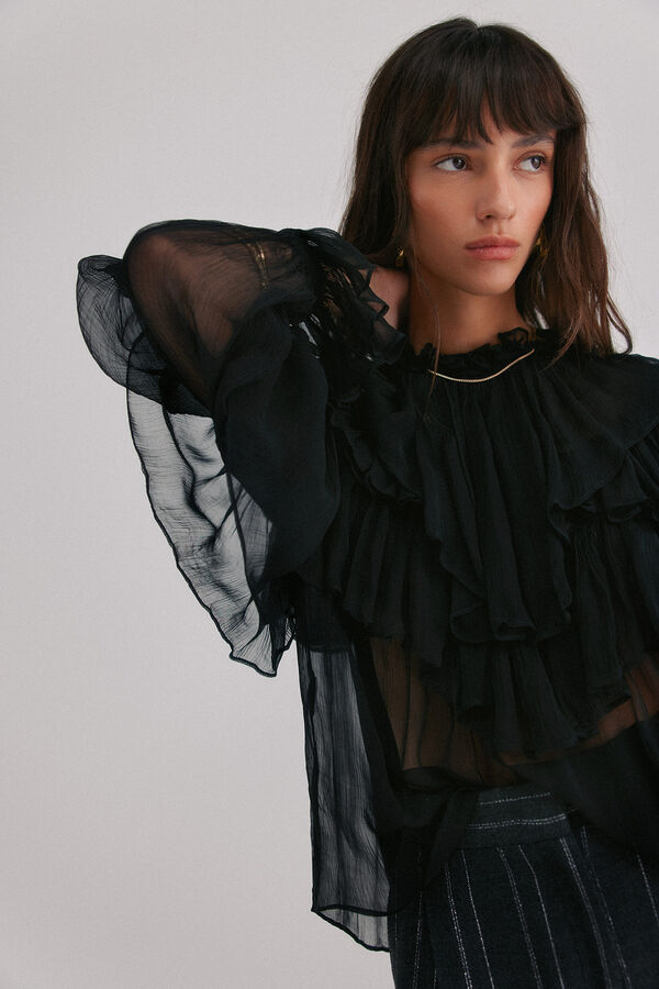 Hoss Intropia Blusa rom&aacute;ntica Giulia Negro