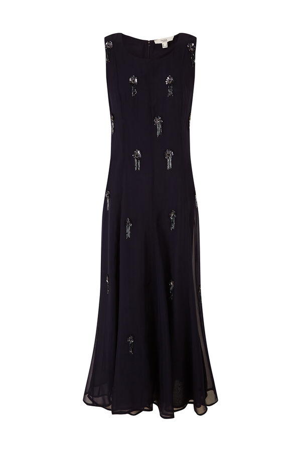 Hoss Intropia Althea. Vestido abalorios Azul marino