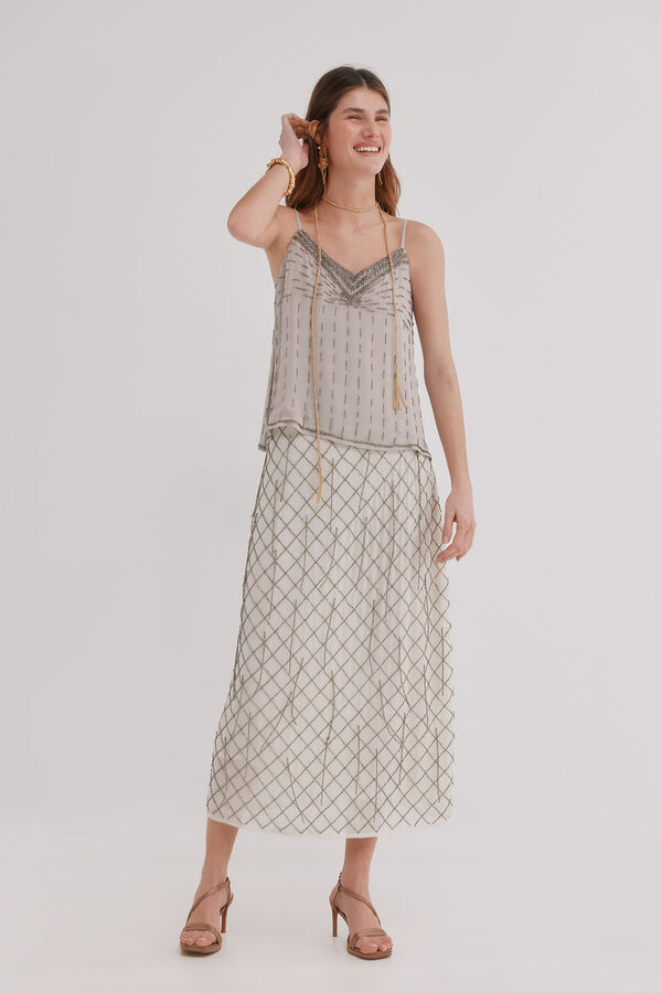 Hoss Intropia Gabriela. Top bordado Gris