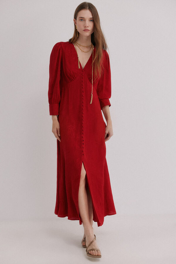 Hoss Intropia Alicia. Vestido jacquard rojo