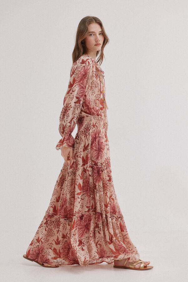 Hoss Intropia Amira. Vestido largo flu&iacute;do Estampado granate