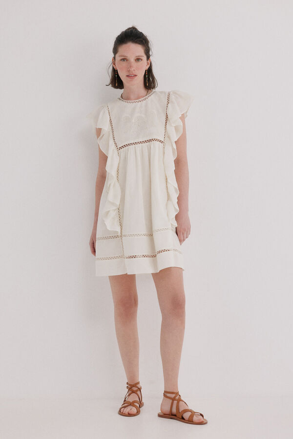 Hoss Intropia Aroa. Vestido bordado Marfil