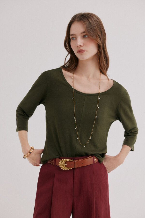 Hoss Intropia Mona. Camiseta escote redondo Kaki