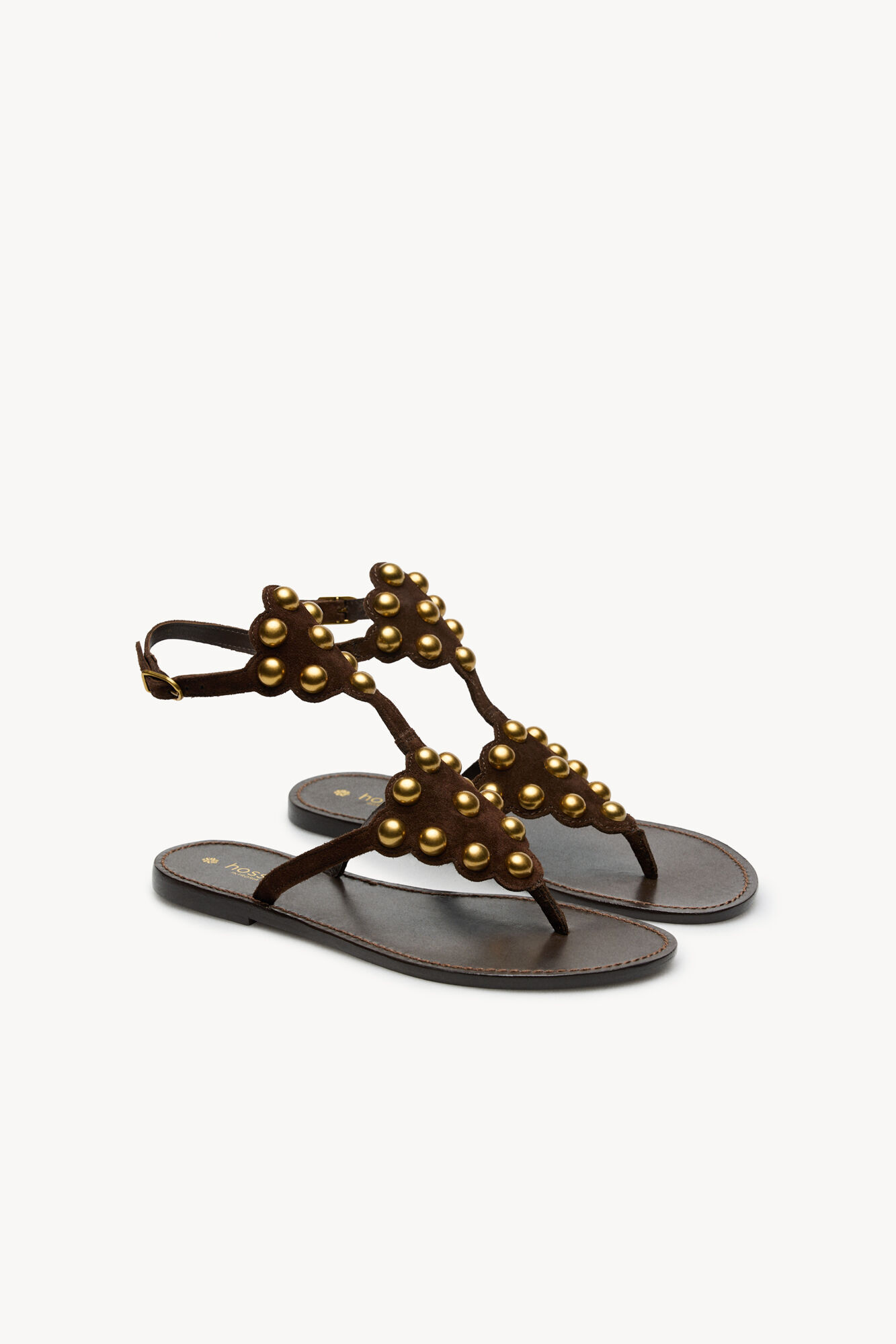 Hoss Intropia Maisa. Sandalias de piel con piezas met&aacute;licas