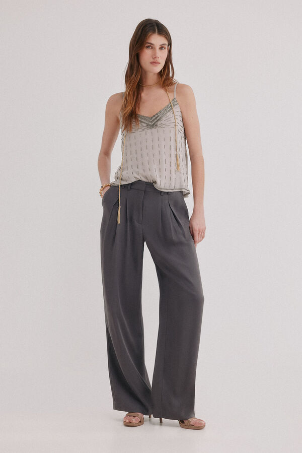 Hoss Intropia Paloma. Pantal&oacute;n de doble pliegue Gris
