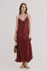 Hoss Intropia Amalia. Vestido lencero bordado Granate