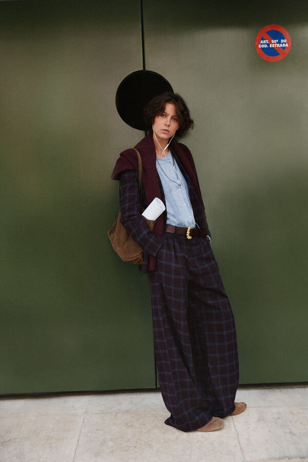 Hoss Intropia Peony. Pantal&oacute;n a cuadros Azul marino
