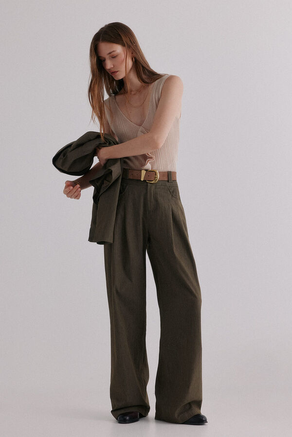 Hoss Intropia Paola. Pantalones con pliegues Kaki