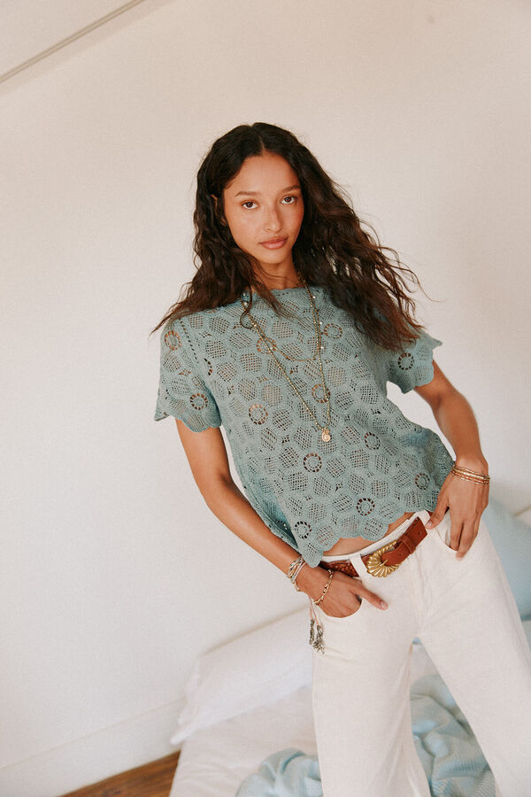 Hoss Intropia Irune. Top crochet Turquesa