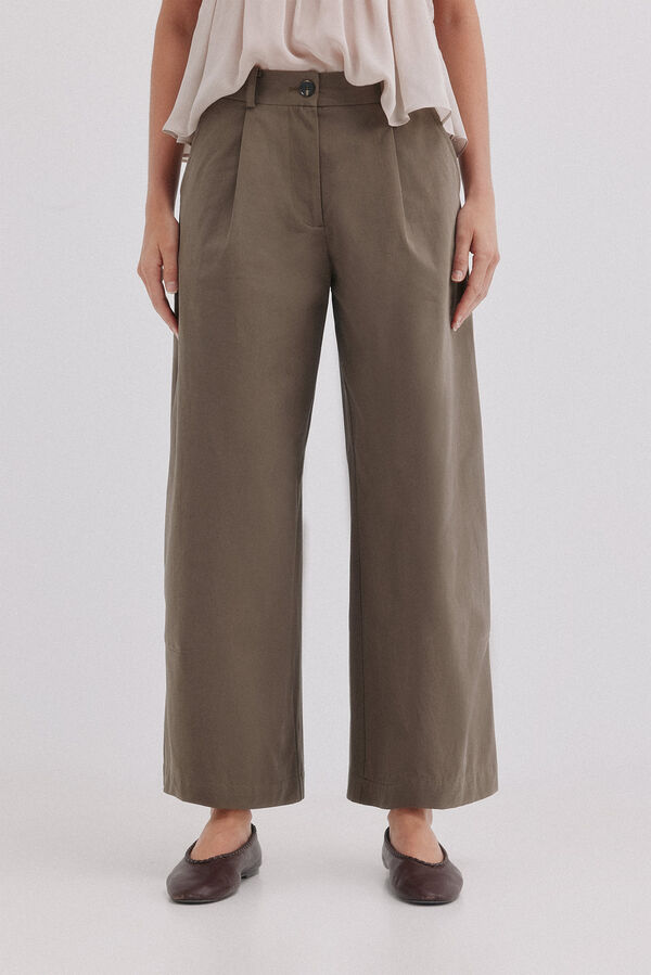 Hoss Intropia Pietra.Pantal&oacute;n de pinzas Kaki