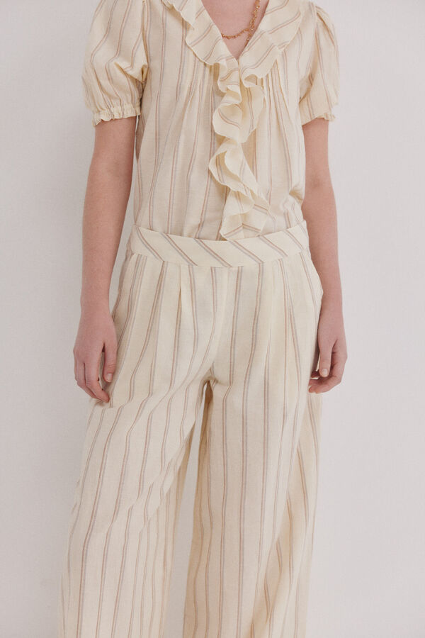 Hoss Intropia Prisila. Pantal&oacute;n de rayas Marfil