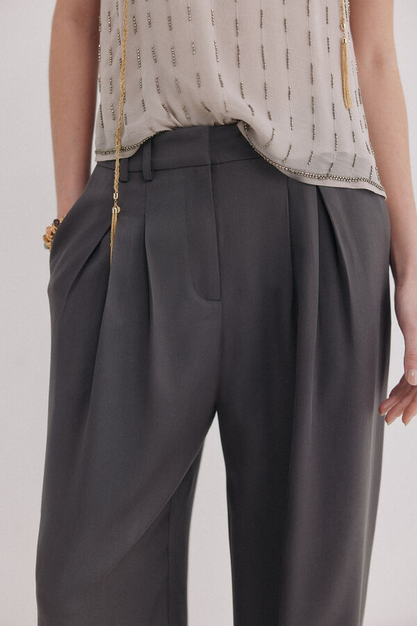 Hoss Intropia Paloma. Pantal&oacute;n de doble pliegue Gris