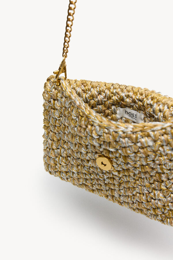 Hoss Intropia Numa. Bolsa trenzada de tejido Dorado