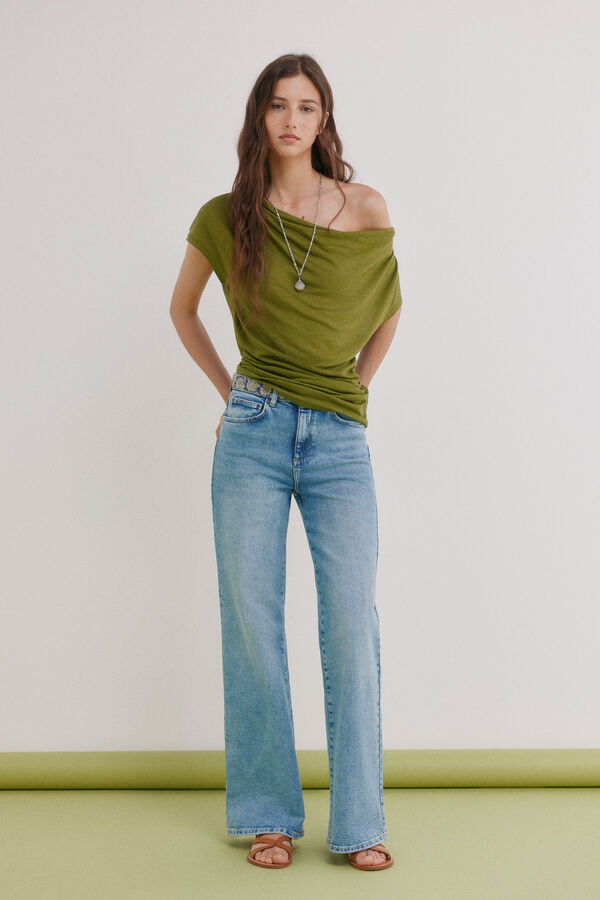 Hoss Intropia Madeline. Playera drapeada Kaki