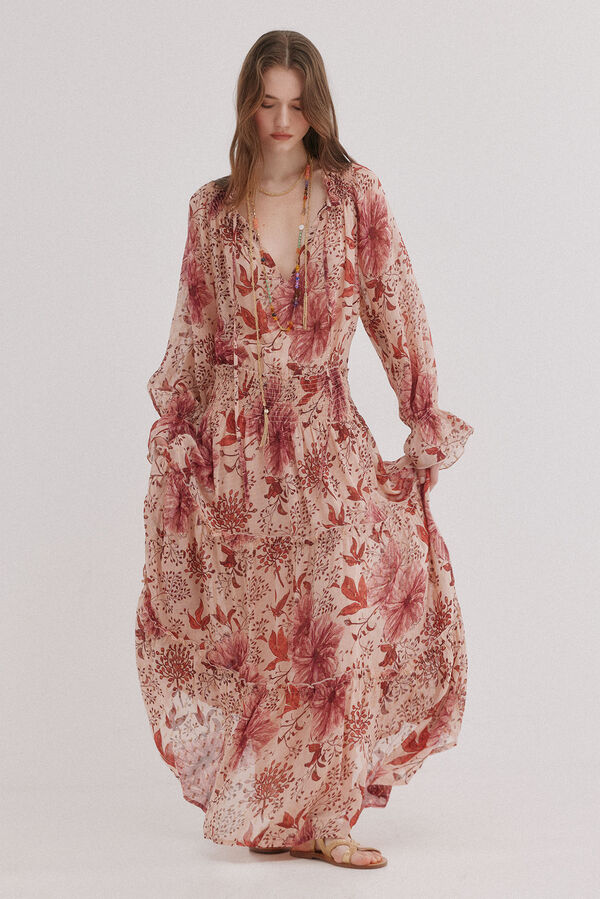 Hoss Intropia Amira. Vestido largo flu&iacute;do Estampado granate