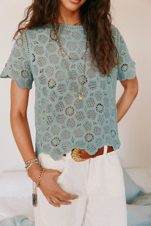 Hoss Intropia Irune. Top crochet Turquesa