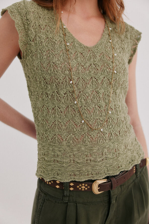 Hoss Intropia Isa. Top punto calado Kaki