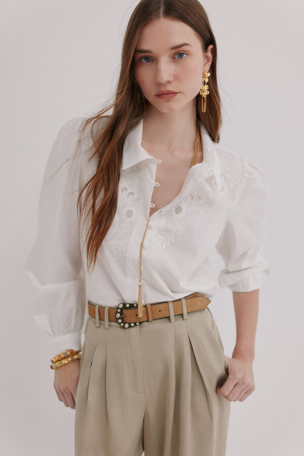 Hoss Intropia Carine. Blusa bordada Blanco
